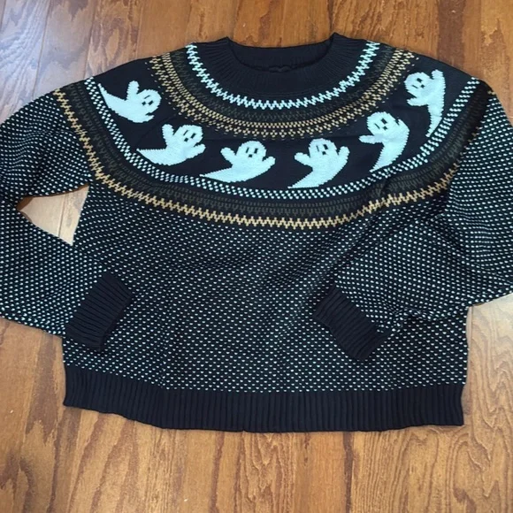 Halloween Sweater Ghostly Fun Retro Crewneck Sweater - Picture 7 of 14